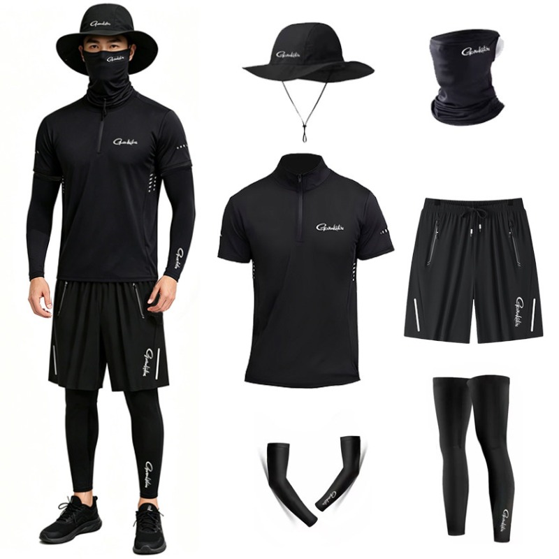 Summer Rays Clothing - ฤดูร้อนกามาคัตสึชุดตกปลาสำหรับชายป้องกันรังสียูวีแขนสั้นเสื้อตกปลา กางเกงขาสั้น 4 ชิ้นแห้งเร็ว 6 ชิ้น