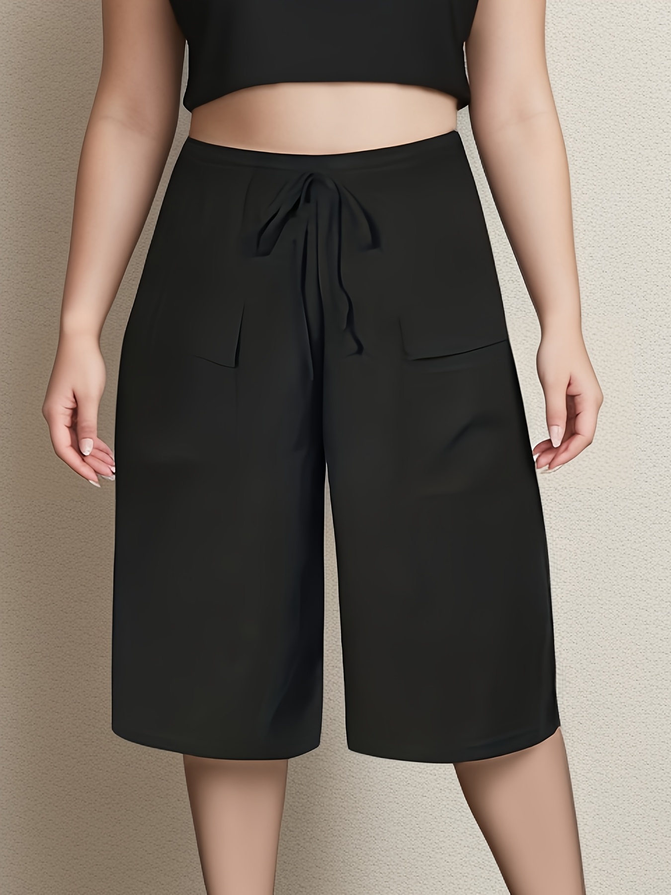 Summer Clothing For Plus Size Women - Plus ขนาด 1XL-5XL ใหม่ผู้หญิงสบายๆห้าจุดกางเกงขาสั้นกระเป๋าปลอม Drawstring เสื้อผ้าผู้หญิงกางเกงขาสั้นชายหาด