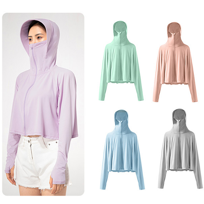 Summer Rays Clothing - UPF50+ เสื้อแจ็คเก็ตป้องกันแสงแดดครีมกันแดดกันลมเสื้อผ้าผู้หญิงรังสียูวีผ้าไหมน้ําแข็งรู้สึกเย็นฤดูร้อนวันหยุดท่องเที่ยว