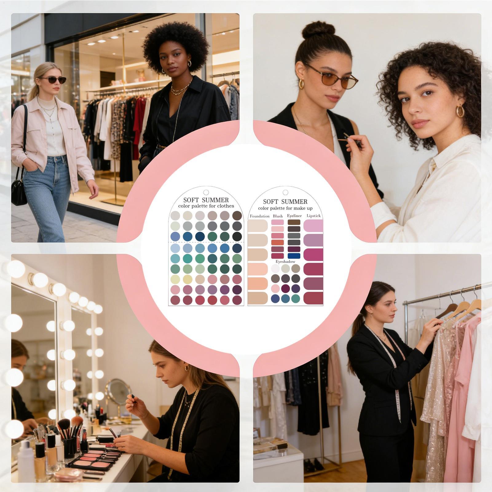 Summer Clothing Palette - แผ่นสีอะคริลิก 2 ชิ้น สำหรับฤดูกาลต่างๆ แผ่นสีโทนสีอ่อนสำหรับฤดูร้อน การ์ดตัวอย่างสี