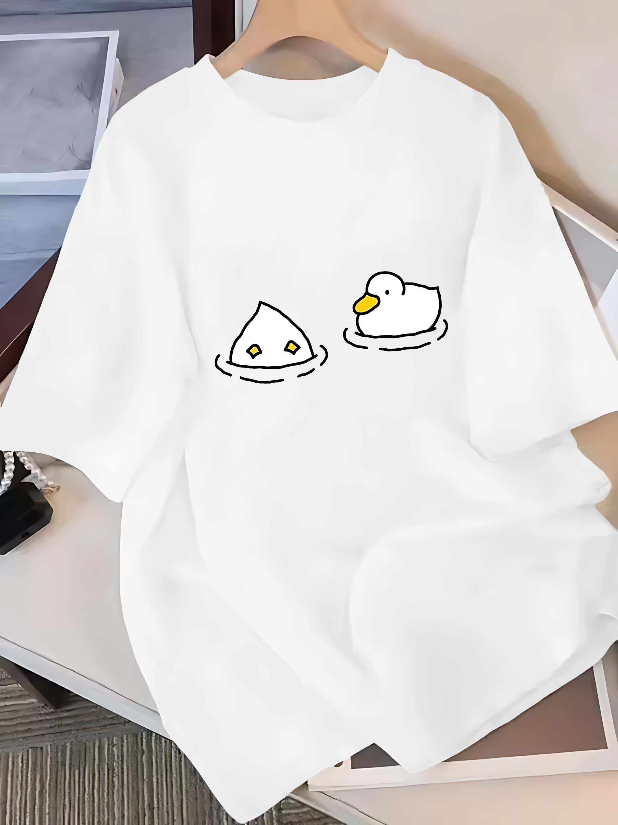 Summer Duck Clothing - เสื้อยืดแขนสั้น: ลายการ์ตูนเป็ดน่ารัก เสื้อผ้าผู้หญิง แฟชั่น Y2K เสื้อยืดกราฟิกฮาราจูกุ