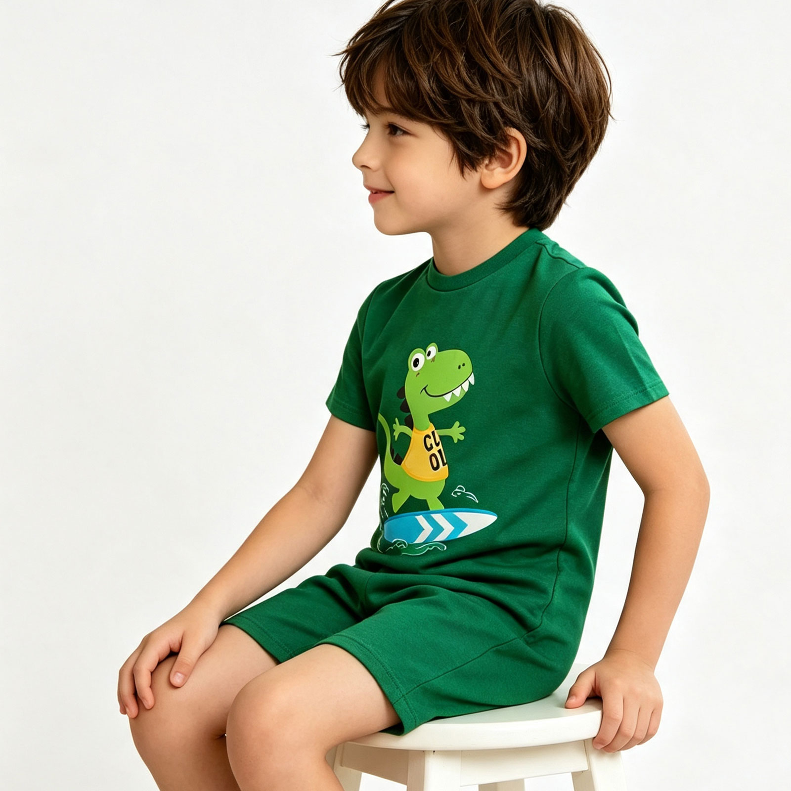 Summer Clothing Needs - เสื้อผ้าสำหรับเด็กที่มีความต้องการพิเศษ ชุดจั๊มสูทเด็กแขนสั้นพิมพ์ลายไดโนเสาร์ ชุดบอดี้สูทป้องกันการหลุดลอก ชุดอยู่บ้าน ชุดใส่ประจำวัน