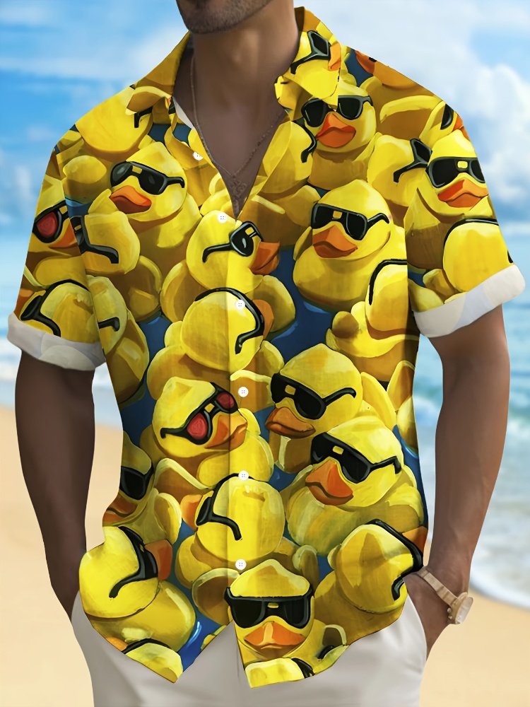 Summer Duck Clothing - ฮาวายชายเสื้อฤดูร้อนเป็ดสีเหลืองเล็กๆ T เสื้อชายหาดพิมพ์เสื้อแขนสั้นเสื้อลําลอง Original Design เสื้อผ้าผู้ชาย