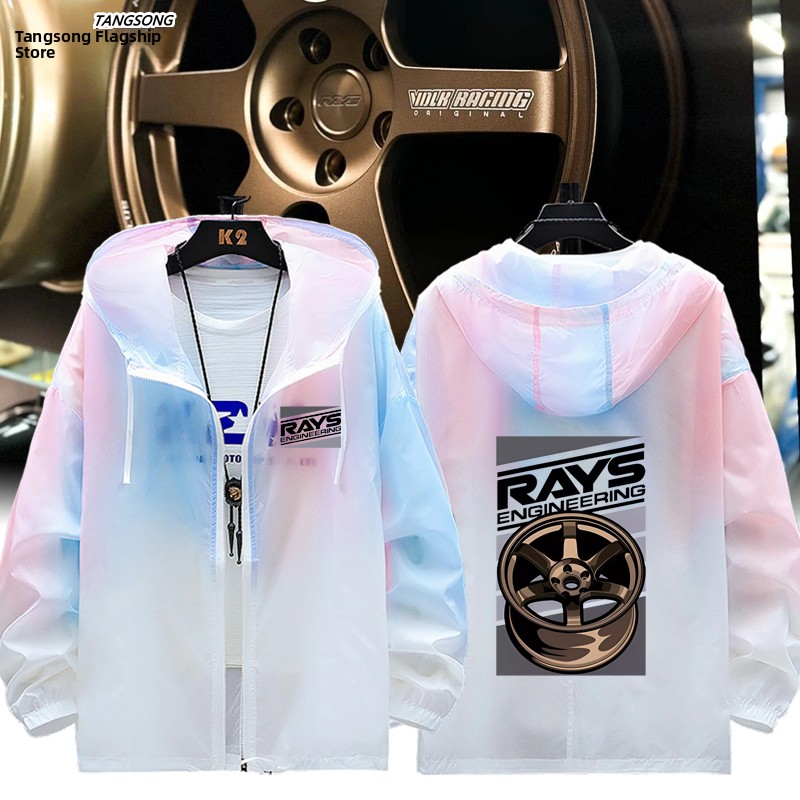 Summer Rays Clothing - เสื้อผ้าป้องกันแสงแดดบางเฉียบระบายอากาศได้ดีเสื้อแจ๊กเก็ตฤดูร้อนสำหรับบุรุษและสตรี RAYS Wheel Hub Modin Car