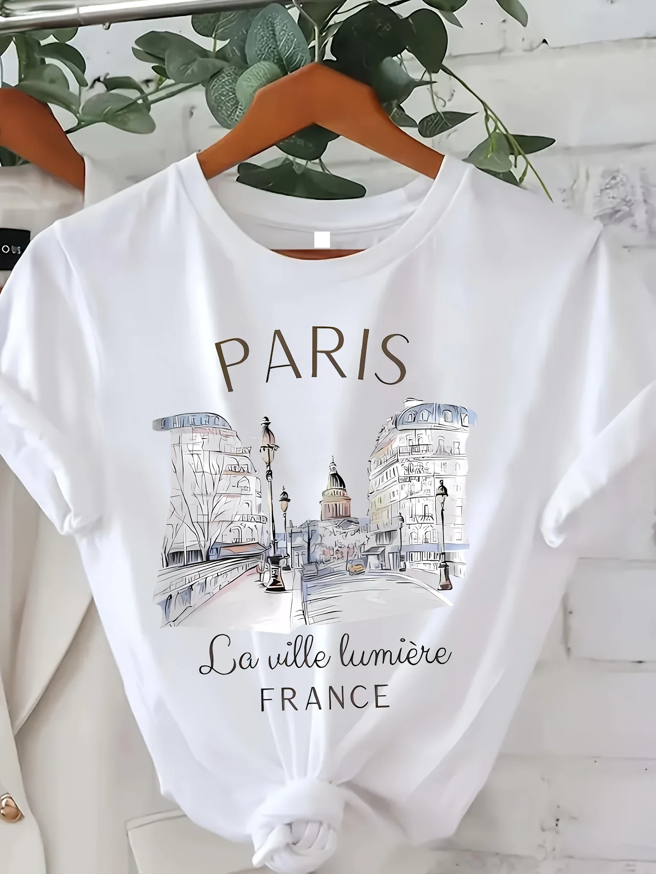 Summer Clothing In Paris - เสื้อยืดแฟชั่นลายกราฟิกพารีส เสื้อยืดผู้หญิง แขนสั้น คอกลม เสื้อลำลองสำหรับฤดูร้อนและฤดูใบไม้ผลิ เสื้อผ้าผู้หญิง