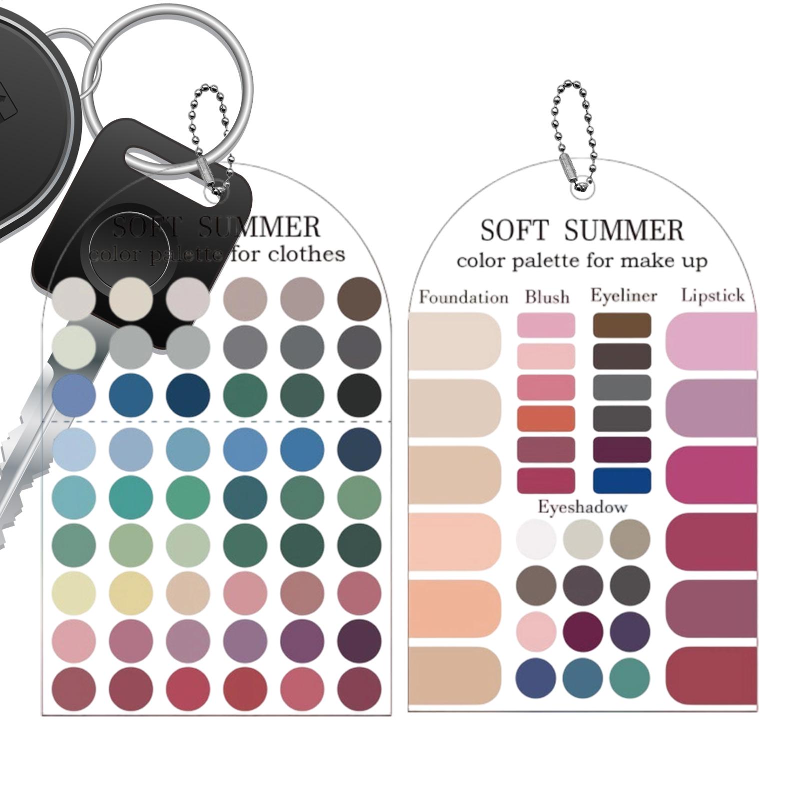 Summer Clothing Palette - การ์ดสีโทนสีฤดูร้อนแบบนุ่มนวล 2 ชิ้น การ์ดตัวอย่างสีอะคริลิกสำหรับฤดูกาล คู่มือการจับคู่สีสำหรับเสื้อผ้า เครื่องสำอาง