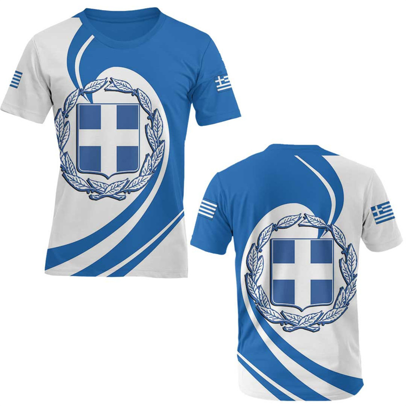 Summer Clothing For Greece - กรีซธงแผนที่ 3d พิมพ์ T เสื้ออิสลาม Republicof