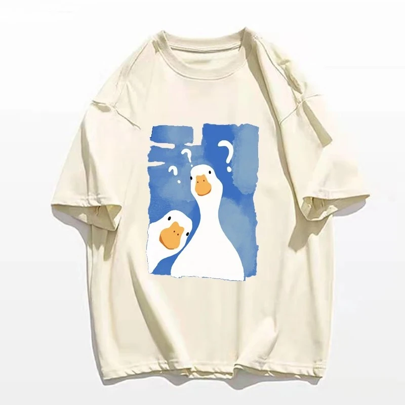 Summer Duck Clothing - ผู้หญิงเสื้อยืดตลกสองเป็ดสับสนพิมพ์แฟชั่นฤดูร้อน T เสื้อ Hip Hop แขนสั้น