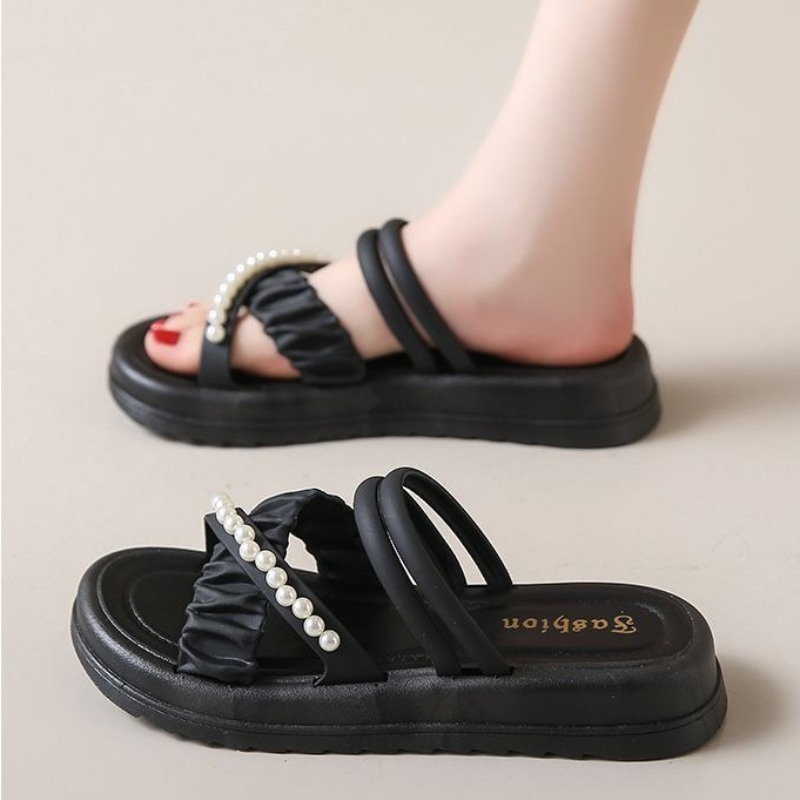 Summer Clothing Korea - รองเท้าแตะแบบสวมสองแบบสำหรับผู้หญิงสไตล์แฟรี่ รุ่นใหม่ปี 2026 พื้นหนา เหมาะสำหรับใส่เที่ยวทะเลช่วงฤดูร้อน