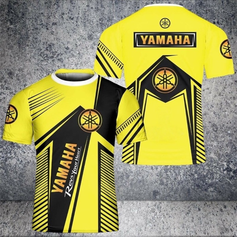 Yellow Summer Clothing - เสื้อผ้ากีฬาขี่มอเตอร์ไซค์ลำลองแฟชั่นสำหรับผู้ชายและผู้หญิง แขนสั้น สีเหลือง ยามาฮ่า สุดฮิตประจำฤดูร้อน ปี