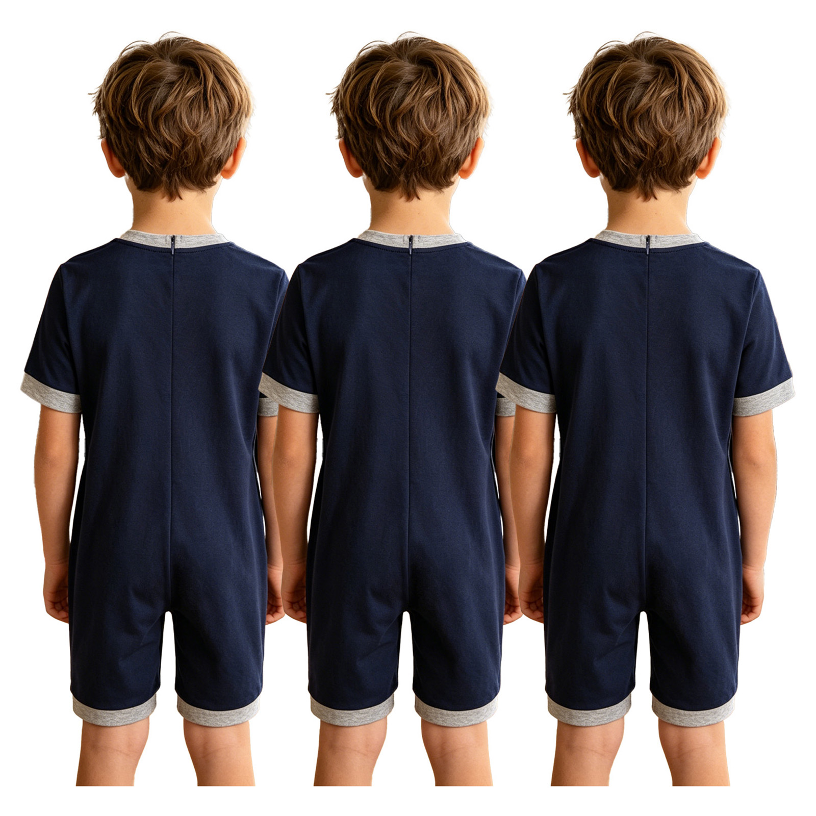 Summer Clothing Needs - ชุดรอมเปอร์เด็ก 3 ชิ้น สำหรับเด็กชายและเด็กหญิงที่มีความต้องการพิเศษ ชุดจั๊มสูทยาวถึงต้นขา มีกระเป๋า