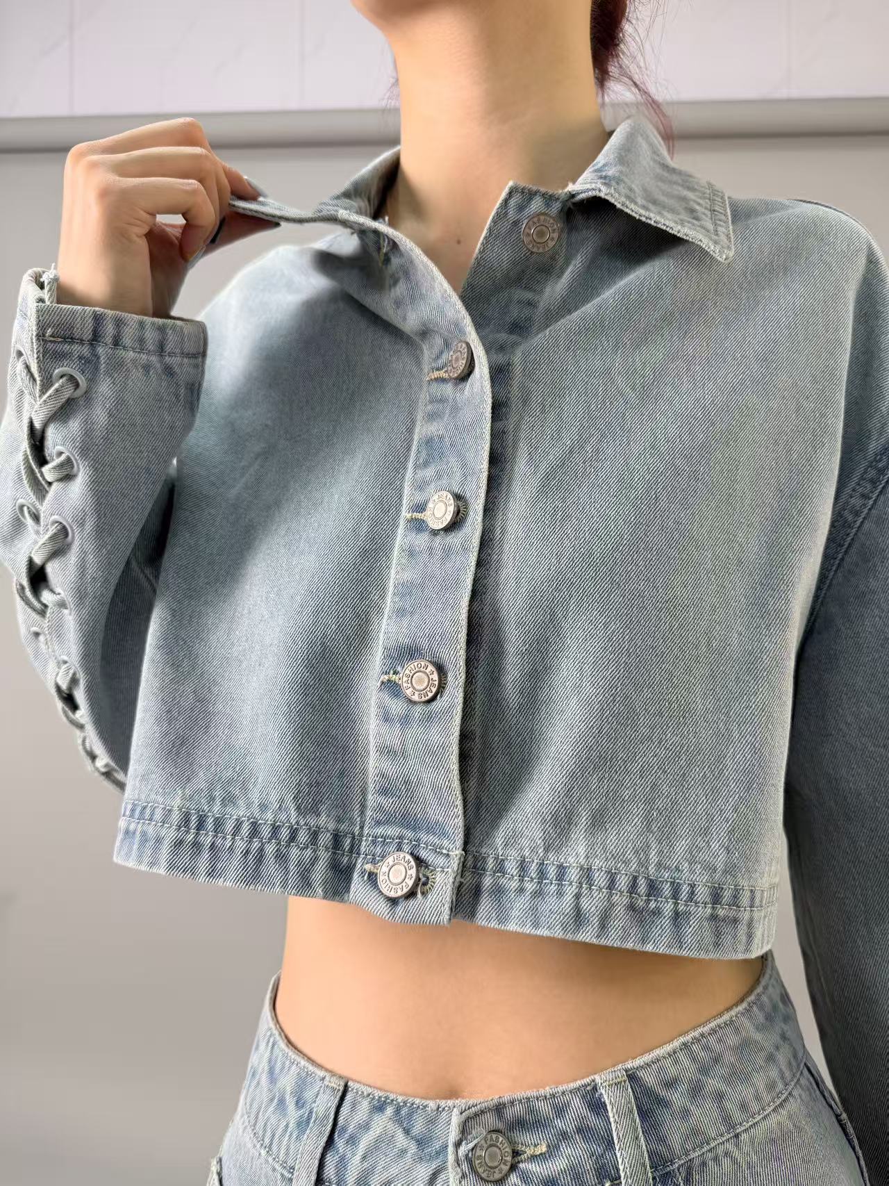 Summer Clothing Korea - 2025 เกาหลีสไตล์ญี่ปุ่นหลายองค์ประกอบการออกแบบเสื้อผ้าคุณภาพสูงจาก Dongdaemun เกาหลี DENIM JACKET