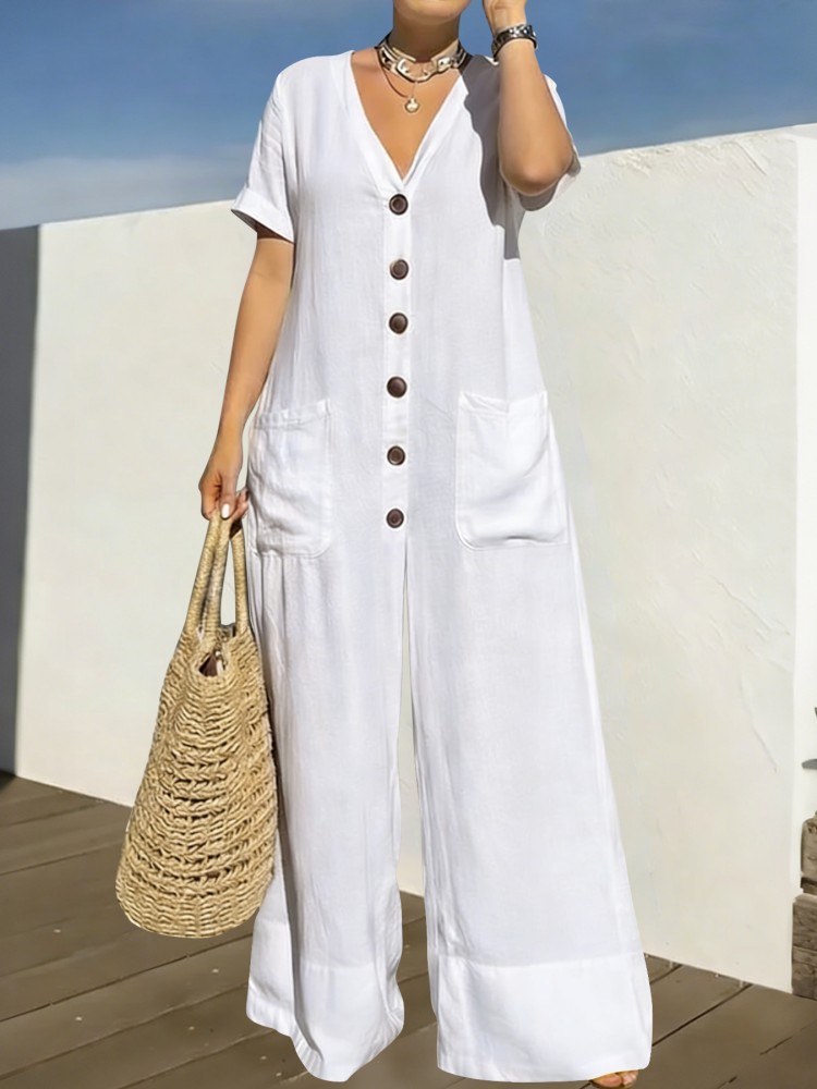 Summer Clothing For Plus Size Women - จั๊มสูทผู้หญิงไซส์ใหญ่ เสื้อผ้าฤดูร้อน สีน้ำเงิน สไตล์ลำลอง บอดี้สูทใหม่ 2026