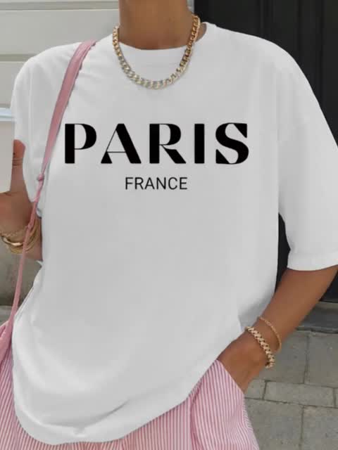 เสื้อยืดคอกลมแขนสั้นลำลองสำหรั - Summer Clothing In Paris บทวิจารณ์และราคา