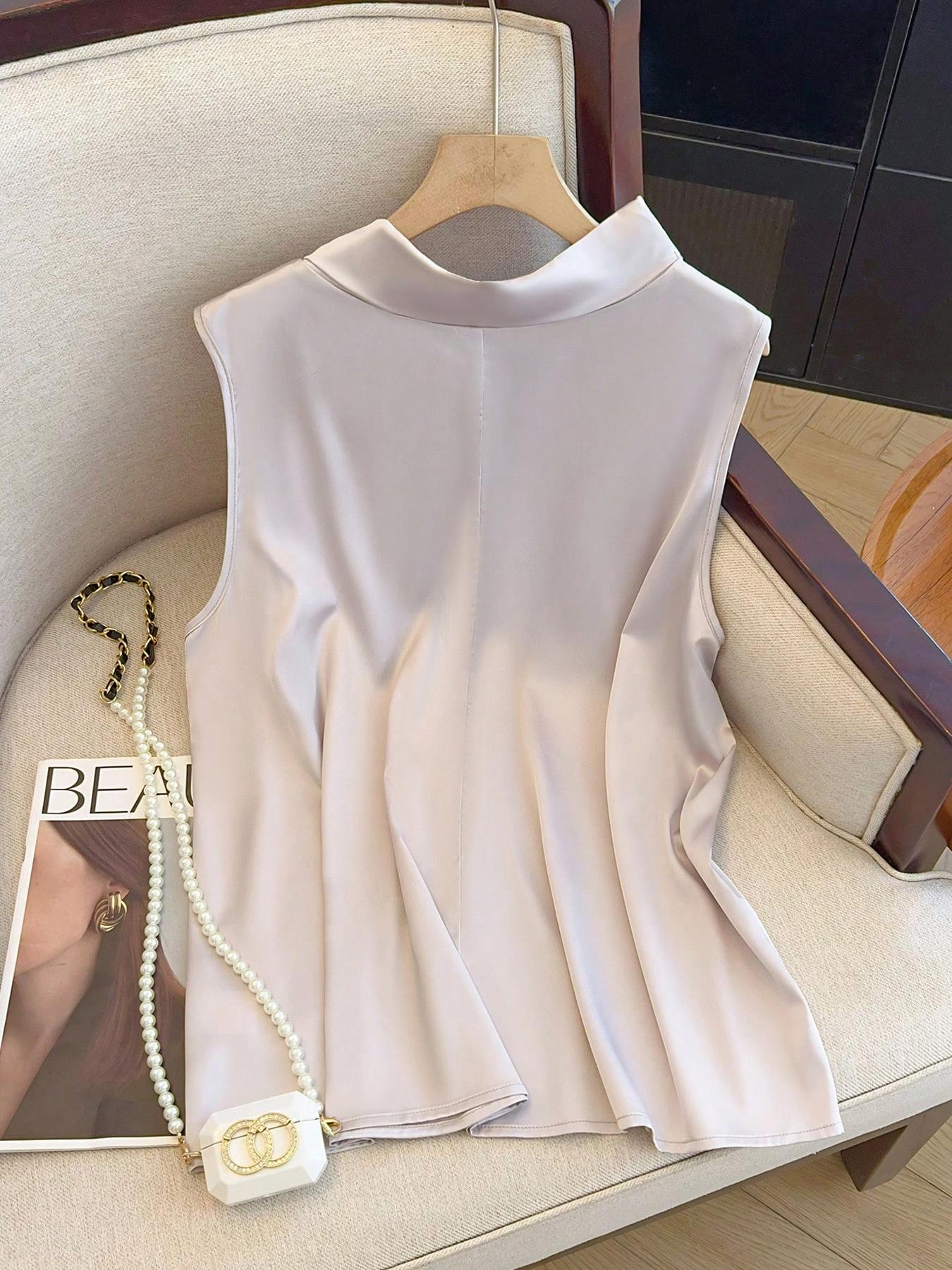 【พลัสไซส์】เสื้อแขนกุดสีพื้นผูก - Summer Clothing For Plus Size Women บทวิจารณ์และราคา