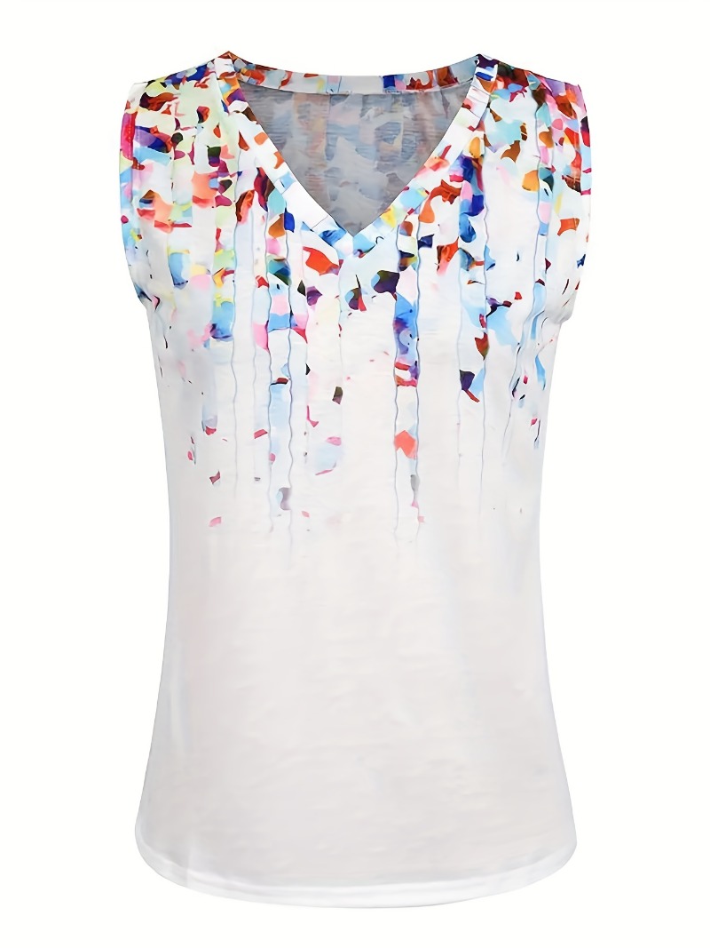 เสื้อแขนกุดคอวีพิมพ์ลายดอกไม้, - Summer Clothing For Plus Size Women บทวิจารณ์และราคา