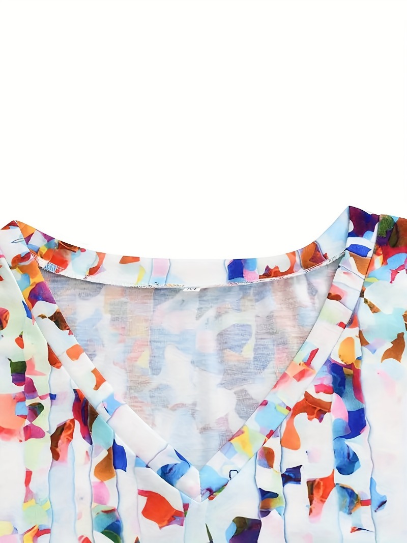 เสื้อแขนกุดคอวีพิมพ์ลายดอกไม้, - Summer Clothing For Plus Size Women บทวิจารณ์และราคา