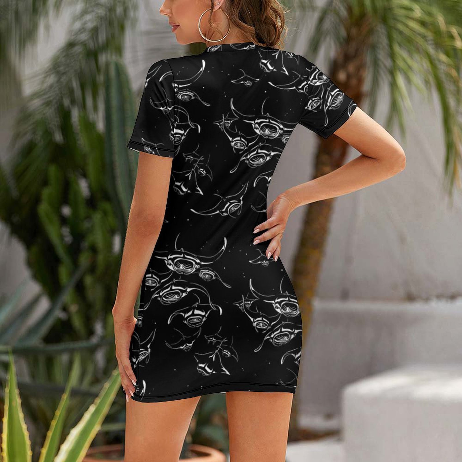 ชุดเดรสแขนสั้นลายปลากระเบน ชุด - Summer Rays Clothing บทวิจารณ์และราคา
