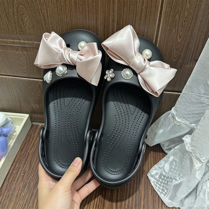 รองเท้าบัลเล่ต์สีชมพูประดับโบว - Summer Clothing Korea บทวิจารณ์และราคา