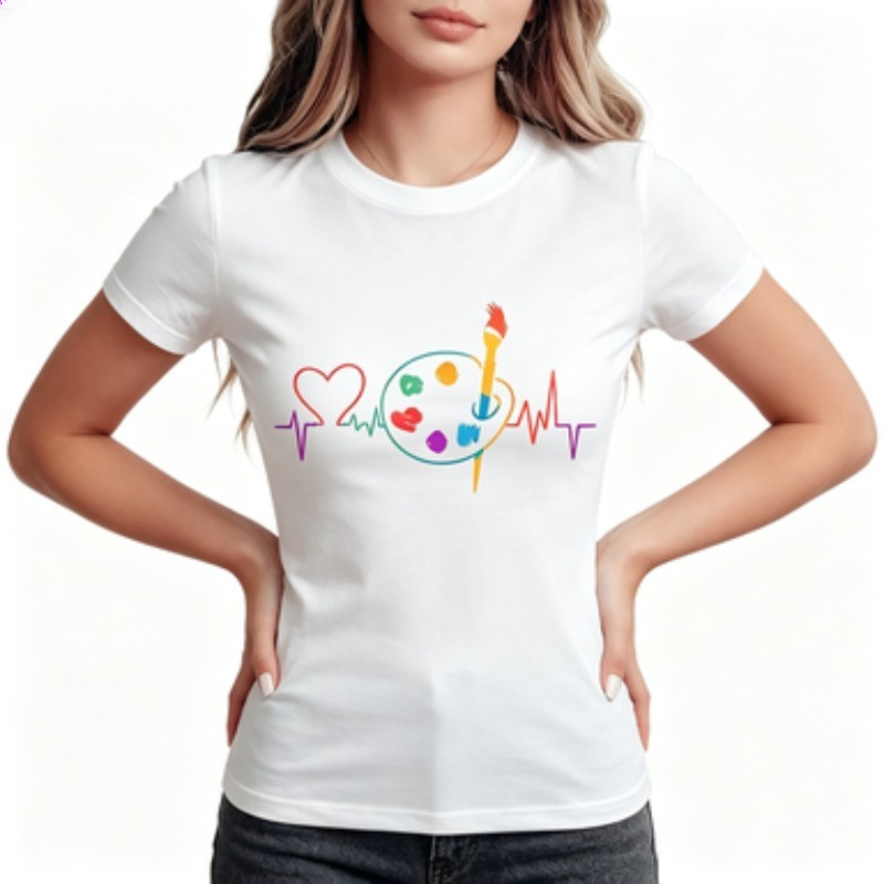 เสื้อยืดคอกลมลายพิมพ์สีสันสดใส - Summer Clothing Palette บทวิจารณ์และราคา