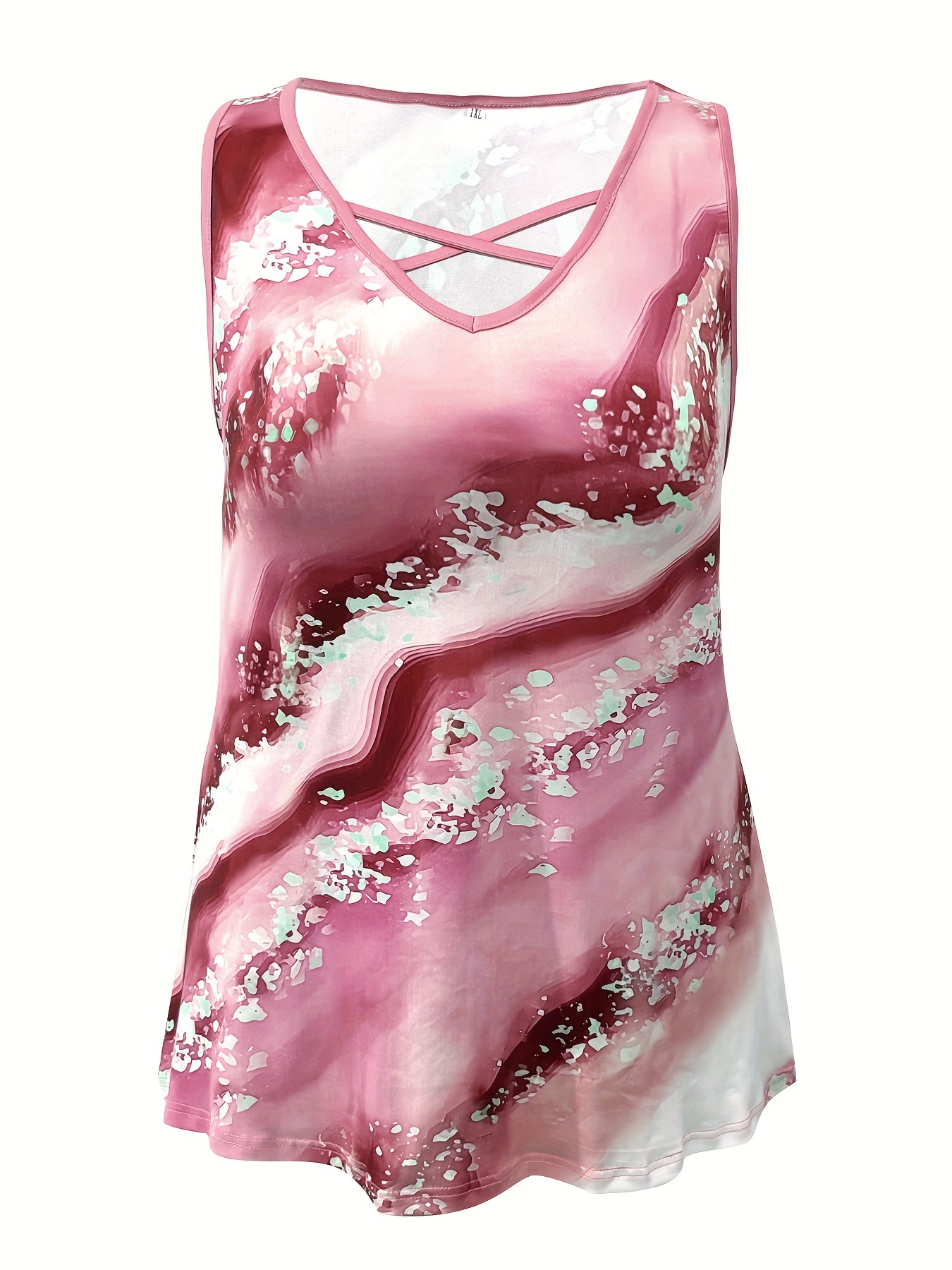 PLUS ขนาดหินอ่อนพิมพ์เสื้อกล้า - Summer Upf Clothing บทวิจารณ์และราคา