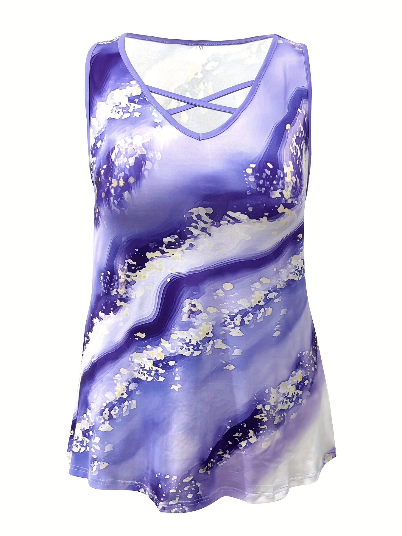 PLUS ขนาดหินอ่อนพิมพ์เสื้อกล้า - Summer Upf Clothing บทวิจารณ์และราคา