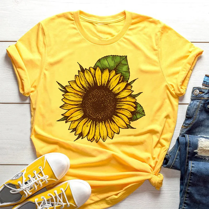 เสื้อยืดผู้หญิงสีเหลืองลายดอกท - Yellow Summer Clothing บทวิจารณ์และราคา